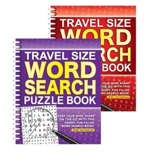 Squiggle - A5 Spiral Bound Travel Size Word Search Puzzle Books - Set of 2