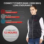 CONQUECO Women's Heated Vest Lightweight Slim Fit Gilet Coat With Battery Pack , Black, M