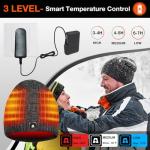 ARRIS Heated Hat Electric Winter Heated Beanie Head Warmer with 7.4V Rechargeable Battery Black