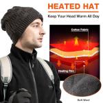ARRIS Heated Hat Electric Winter Heated Beanie Head Warmer with 7.4V Rechargeable Battery Black