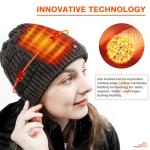 ARRIS Heated Hat Electric Winter Heated Beanie Head Warmer with 7.4V Rechargeable Battery Black