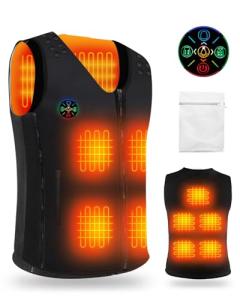 EVOLPOR Heated Vest 3 Levels 9 Heating Zones Heated jacket For Men Women Upgraded 2 USB Interfaces Adjustable Size Smooth Fabric Winter Electric Jacket for Outdoor Camping Riding (Power Bank Not Included)