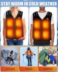 EVOLPOR Heated Vest 3 Levels 9 Heating Zones Heated jacket For Men Women Upgraded 2 USB Interfaces Adjustable Size Smooth Fabric Winter Electric Jacket for Outdoor Camping Riding (Power Bank Not Included)