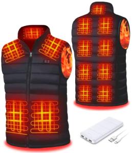 WEKIT Heated Vest with Battery Pack Unisex Warming Heating Clothes with 3 Heating Levels 17 Heating Zones Electric Heated Vest(XL)