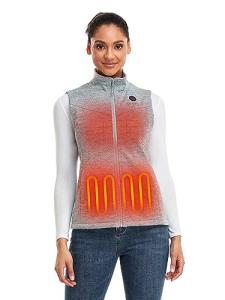ORORO Women's Heated Fleece Gilet with Power Bank - Electric Heated Vest for Women Base Layer (Charger Not Included) (Flecking Grey,L)