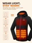 ORORO Women's Heated Jacket with 4 Heat Zones and Power Bank, Winter Heated Coat for Outdoor Hiking Camping - Charger Not Included (Black/Red,M)
