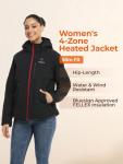 ORORO Women's Heated Jacket with 4 Heat Zones and Power Bank, Winter Heated Coat for Outdoor Hiking Camping - Charger Not Included (Black/Red,M)