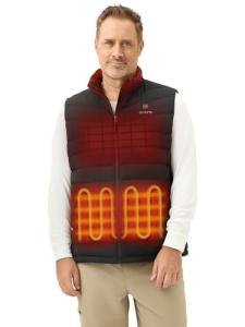 ORORO Men's Heated Down Gilet with Power Bank, Lightweight Heated Vest with 800 Fill Power Down (Charger Not Included) (Neutral Black,L)
