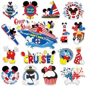 Lionable 16PCS Cruise Door Magnet Decorations, Reflective Captain Mouse Cruise Door Decor Cute Summer Life Mouse Cruise Magnetic Stickers Decal for Cars Refrigerator Carnival Cruise Ship Birthday Holiday Party