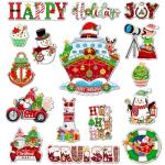 Zhouboutb 16 Pcs Christmas Garage Cruise Door Magnets Stickers Fridge Refrigerator, Xmas Magnet Car Door Fridge Magnetic Decor for Christmas Party Kitchen Locker Holiday Joy Decor