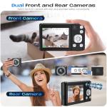 Bofypoo Digital Camera, 4K Autofocus Vlogging Camera with 32G Memory Card Front and Rear Dual Cameras,48MP Compact Digital Camera with 16X Digital Zoom for Beginners(Black)