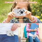 Taichaeu Digital Camera 1080P FHD Compact Camera 44MP Camera with 2.4" LCD Screen,16X Digital Zoom Simple Vlogging Camera Portable Digital Camera with 32gb SD Card for Kids Teen Students Beginner (Silver)