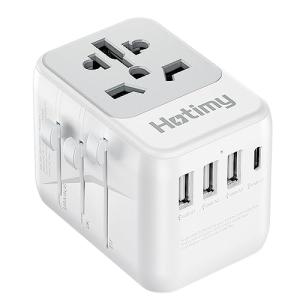 Hotimy Universal Travel Adapter with USB C, Travel Plug Adapter Worldwide with 1 USB C and 3 USB A, International Travel Adapter Dual 10A Fuses All in One Universal Plug Adaptor for US EU AU UK