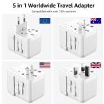 Hotimy Universal Travel Adapter with USB C, Travel Plug Adapter Worldwide with 1 USB C and 3 USB A, International Travel Adapter Dual 10A Fuses All in One Universal Plug Adaptor for US EU AU UK
