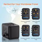 Bigfish Universal Travel Adapter, Worldwide Travel Plug Adapter with 2 USB A and 2 USB C, Dual 10A Fuses All In One International Travel Adapter - EU UK US AUS Plugs