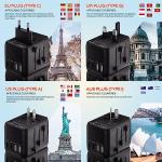Bigfish Universal Travel Adapter, Worldwide Travel Plug Adapter with 2 USB A and 2 USB C, Dual 10A Fuses All In One International Travel Adapter - EU UK US AUS Plugs