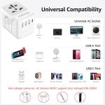 Hotimy Universal Travel Adapter with USB C, Travel Plug Adapter Worldwide with 1 USB C and 3 USB A, International Travel Adapter Dual 10A Fuses All in One Universal Plug Adaptor for US EU AU UK