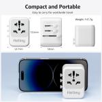 Hotimy Universal Travel Adapter with USB C, Travel Plug Adapter Worldwide with 1 USB C and 3 USB A, International Travel Adapter Dual 10A Fuses All in One Universal Plug Adaptor for US EU AU UK