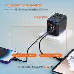 Bigfish Universal Travel Adapter, Worldwide Travel Plug Adapter with 2 USB A and 2 USB C, Dual 10A Fuses All In One International Travel Adapter - EU UK US AUS Plugs