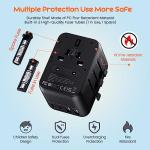 Bigfish Universal Travel Adapter, Worldwide Travel Plug Adapter with 2 USB A and 2 USB C, Dual 10A Fuses All In One International Travel Adapter - EU UK US AUS Plugs