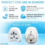 Mytravelpal World To EU Travel Adapter | UK, US, Australia To Europe Plug Adapter | MyTravelPal® Universal Plug Adapter For Use France, Germany, Spain & Most of Europe