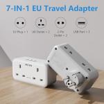 Mscien UK to European Plug Adapter with 3 USB, 2 Way Plug Extension with Dual 2 Pin Socket at The Bottom, Travel Adapter Plugs UK to Europe EU, Type E/F Plug Adaptor for Germany France Spain Turkey Greece