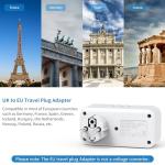 Mscien UK to European Plug Adapter with 3 USB, 2 Way Plug Extension with Dual 2 Pin Socket at The Bottom, Travel Adapter Plugs UK to Europe EU, Type E/F Plug Adaptor for Germany France Spain Turkey Greece