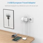 Mscien UK to European Plug Adapter with 3 USB, 2 Way Plug Extension with Dual 2 Pin Socket at The Bottom, Travel Adapter Plugs UK to Europe EU, Type E/F Plug Adaptor for Germany France Spain Turkey Greece