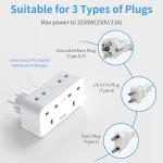 Mscien UK to European Plug Adapter with 3 USB, 2 Way Plug Extension with Dual 2 Pin Socket at The Bottom, Travel Adapter Plugs UK to Europe EU, Type E/F Plug Adaptor for Germany France Spain Turkey Greece
