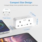 Mscien UK to European Plug Adapter with 3 USB, 2 Way Plug Extension with Dual 2 Pin Socket at The Bottom, Travel Adapter Plugs UK to Europe EU, Type E/F Plug Adaptor for Germany France Spain Turkey Greece