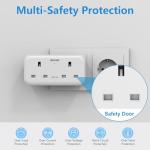 Mscien UK to European Plug Adapter with 3 USB, 2 Way Plug Extension with Dual 2 Pin Socket at The Bottom, Travel Adapter Plugs UK to Europe EU, Type E/F Plug Adaptor for Germany France Spain Turkey Greece
