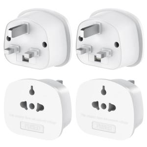 Loydia 4 Pack European to UK Plug Adaptor, US to UK Travel Plug Adapter with 13A Fuse for USA, EU, Australia, Thailand, Canada, Japan and More (Type A, B, C, I, E, F, L)