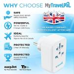 Mytravelpal UK to Europe Travel Adapter With 3 USB Ports | UK Safety Standards | UK to European Plug Adapter with USB | World to Euro EU Adapter Plug | Germany France Spain Portugal Turkey etc