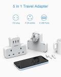 TESSAN UK to European Plug Adapter,  Grounded Schuko European Plug Travel Adapter with 3 USB, Travel Adapter UK to EU Euro Europe for Spain France Iceland Germany Greece Poland Plugs Type E F Adaptor