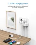 TESSAN UK to European Plug Adapter,  Grounded Schuko European Plug Travel Adapter with 3 USB, Travel Adapter UK to EU Euro Europe for Spain France Iceland Germany Greece Poland Plugs Type E F Adaptor