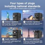 AUNNO Universal Travel Adapter, International Travel Plug Adapter with 1 USB C and 2 USB Ports, All in One Worldwide Plug Adaptor, UK to European Power Universal Plug Adaptor for EU USA Australia