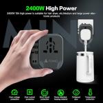 AUNNO Universal Travel Adapter, International Travel Plug Adapter with 2 USB-C and 2 USB Ports, All in One Plug Adaptor with Dual Safety Fuses, UK to European Plug Adaptor for EU USA Australia etc