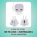 Double Dragon UK to US & Australia Travel Adapter | 3-Pin to 2-Pin Plug Converter with Swivel Pins | Works in USA, Canada, Japan, Thailand, Australia, New Zealand, China & More | 100V-240V | 2-Pack