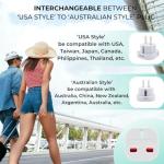 Double Dragon UK to US & Australia Travel Adapter | 3-Pin to 2-Pin Plug Converter with Swivel Pins | Works in USA, Canada, Japan, Thailand, Australia, New Zealand, China & More | 100V-240V | 2-Pack