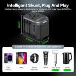 AUNNO Universal Travel Adapter, International Travel Plug Adapter with 2 USB-C and 2 USB Ports, All in One Plug Adaptor with Dual Safety Fuses, UK to European Plug Adaptor for EU USA Australia etc