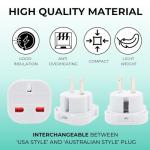 Double Dragon UK to US & Australia Travel Adapter | 3-Pin to 2-Pin Plug Converter with Swivel Pins | Works in USA, Canada, Japan, Thailand, Australia, New Zealand, China & More | 100V-240V | 2-Pack