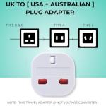 Double Dragon UK to US & Australia Travel Adapter | 3-Pin to 2-Pin Plug Converter with Swivel Pins | Works in USA, Canada, Japan, Thailand, Australia, New Zealand, China & More | 100V-240V | 2-Pack