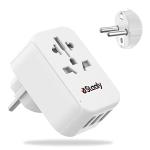 Staaly US/AUS/UK to EU Travel Plug Adapter, 3 USB Ports, 2/3 pin to 2 pin Schuko Plug UK to European Plug Adapter, Fits to Type A, B, G, I, J, L for Appliances under 250 V|10A Fuse-(Type E/F)