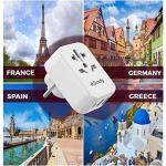 Staaly US/AUS/UK to EU Travel Plug Adapter, 3 USB Ports, 2/3 pin to 2 pin Schuko Plug UK to European Plug Adapter, Fits to Type A, B, G, I, J, L for Appliances under 250 V|10A Fuse-(Type E/F)