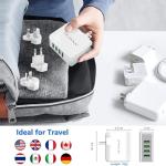 Beizkna Travel Adapter 4 USB Universal Charger Plug Adaptor 22W 4.4A Multi USB Wall Plug with UK EU USA AUS Japan Plug Worldwide Universal Power Adapter for iPhone, iPad, Android, Tablet