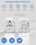 EINNO Universal Travel Adapter Worldwide, International Travel Adapter with 3 USB, Universal Adapter Plug UK to World, Travel Plug Adaptor for Multi Countries EU, UK, USA, Australia, Japan, Thailand