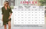 Famulily Women Fashion V-Neck Loose Fit Comfy Dress Short Bell Sleeve Work Dresses Navy Blue M