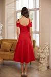 GRACE KARIN Women's Cold Shoulder Dress V-Neck Elegant Fit and Flare Evening Dresses for Cocktail Party Red XL