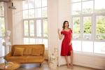 GRACE KARIN Women's Cold Shoulder Dress V-Neck Elegant Fit and Flare Evening Dresses for Cocktail Party Red XL