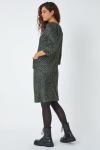 Roman Originals Shift Dress for Women UK - Ladies Print Winter Smart Work Office Casual Formal Party Comfortable Tunic 3/4 Sleeve Knee Length Plaid Smock - Green - Size 20